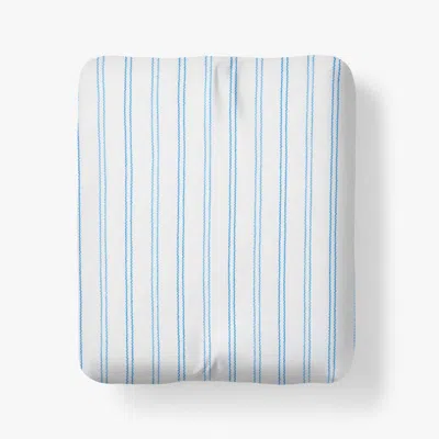 The Company Store Blossoms And Stripes Classic Cool Cotton Percale Fitted Bed Sheet In Blue/white