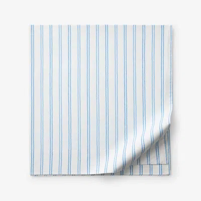 The Company Store Blossoms And Stripes Classic Cool Cotton Percale Flat Bed Sheet In Blue/white