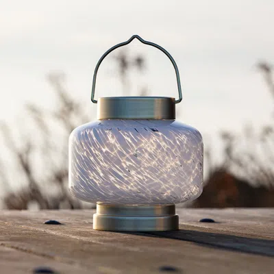 The Company Store Boaters Glass Solar Outdoor Lantern In White