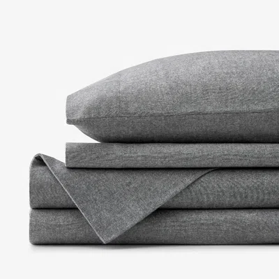 The Company Store Bromley Premium Ultra-cozy Cotton Flannel Bed Sheet Set In Gray
