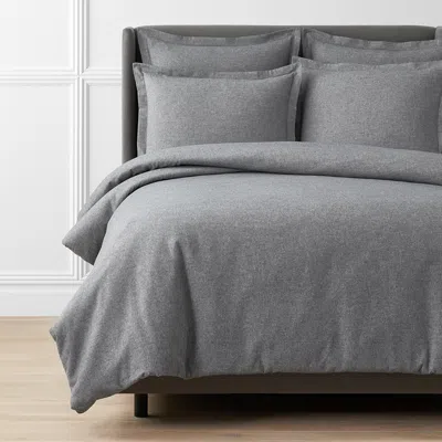 The Company Store Bromley Premium Ultra-cozy Cotton Flannel Duvet Cover In Gray