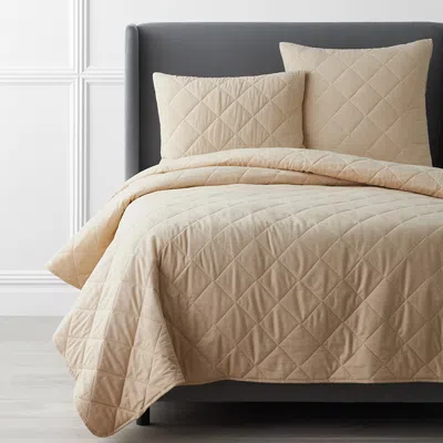 The Company Store Bromley Premium Ultra-cozy Flannel Coverlet In Beige