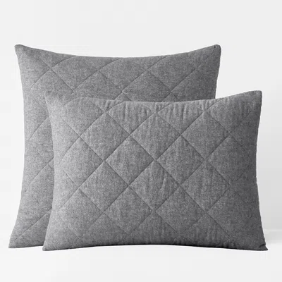 The Company Store Bromley Premium Ultra-cozy Flannel Quilted Sham In Gray