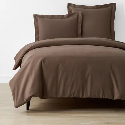 The Company Store Brushed Cotton Duvet Cover In Brown