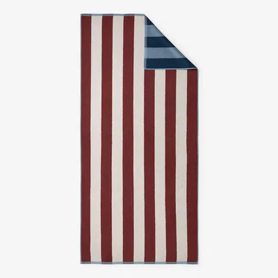 The Company Store Cabana Stripe Reversible Beach Towel In Blue/red