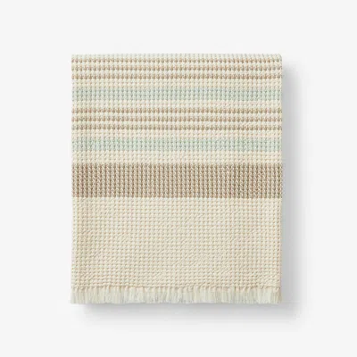 The Company Store Cadence Stripe Throw Blanket In Beige/blue