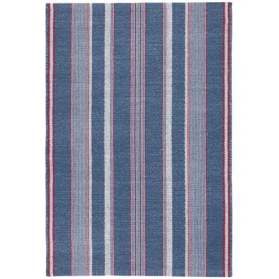 The Company Store Camden Stripe Handwoven Cotton Rug In Blue