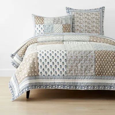The Company Store Camryn Patchwork Quilt In Blue/brown/gray