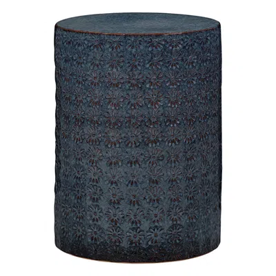 The Company Store Ceramic Flower Side Table In Blue