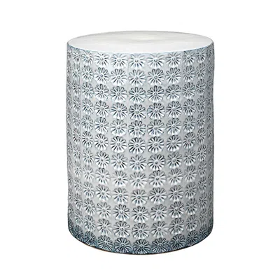 The Company Store Ceramic Flower Side Table In Light Blue