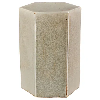 The Company Store Ceramic Hexagon Side Table In Green