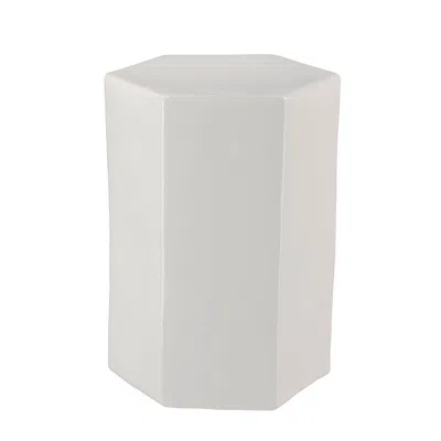 The Company Store Ceramic Hexagon Side Table In White