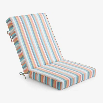 The Company Store Chair & Seatback Cushion In Blue/orange/coral