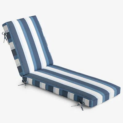 The Company Store Chaise Lounge Cushion In Blue/ivory
