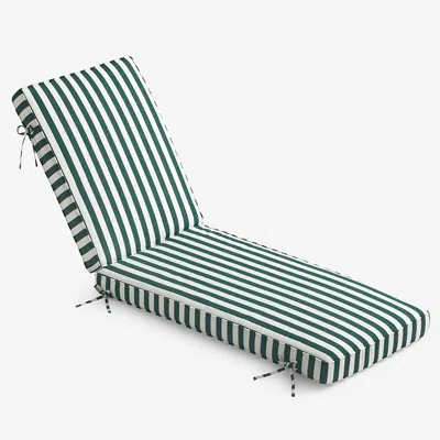 The Company Store Chaise Lounge Cushion In Green/white