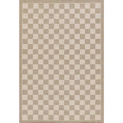 The Company Store Checkered Outdoor Rug In Gray