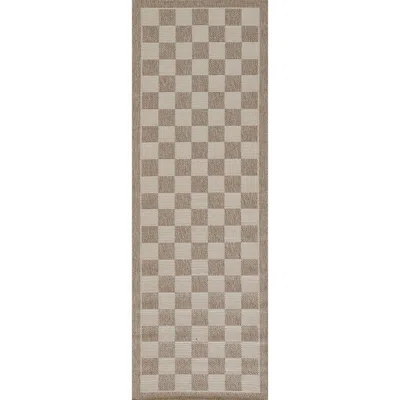The Company Store Checkered Outdoor Rug In Gray