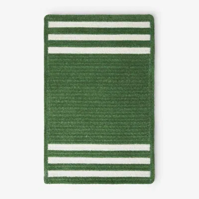 The Company Store Chenille Border Stripe Handwoven Reversible Rug In Green