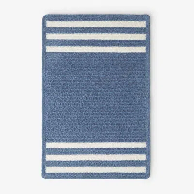 The Company Store Chenille Border Stripe Handwoven Reversible Rug In Blue
