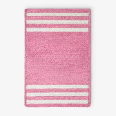 The Company Store Chenille Border Stripe Handwoven Reversible Rug In Pink
