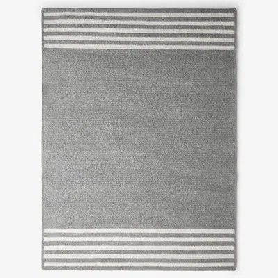 The Company Store Chenille Border Stripe Handwoven Reversible Rug In Gray