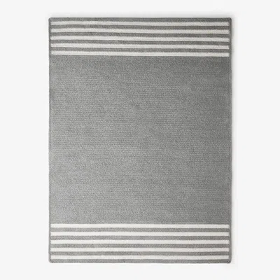 The Company Store Chenille Border Stripe Handwoven Reversible Rug In Gray