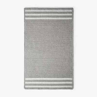 The Company Store Chenille Border Stripe Handwoven Reversible Rug In Gray