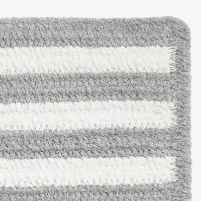 The Company Store Chenille Border Stripe Handwoven Reversible Rug In Gray