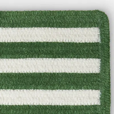 The Company Store Chenille Border Stripe Handwoven Reversible Rug In Green