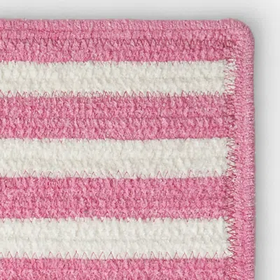 The Company Store Chenille Border Stripe Handwoven Reversible Rug In Pink