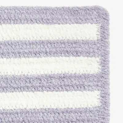 The Company Store Chenille Border Stripe Handwoven Reversible Rug In Purple