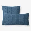The Company Store Chunky Cable Knit Decorative Pillow Cover In Denim Blue