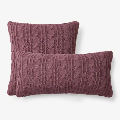 The Company Store Chunky Cable Knit Decorative Pillow Cover In Pink/purple