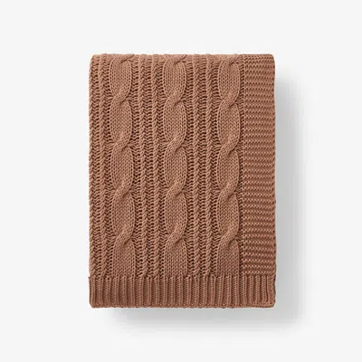 The Company Store Chunky Cable Knit Throw Blanket In Brown