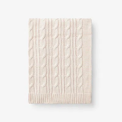 The Company Store Chunky Cable Knit Throw Blanket In Ivory