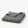 The Company Store Chunky Cable Knit Throw Blanket In Khaki/green
