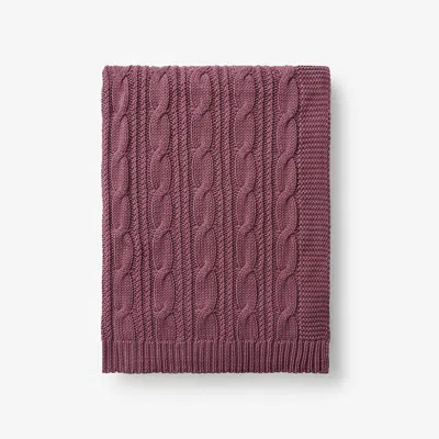 The Company Store Chunky Cable Knit Throw Blanket In Purple