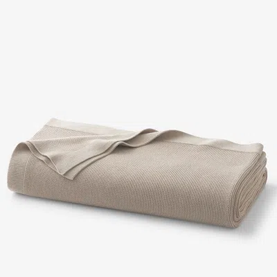 The Company Store Classic All Season Breathable Cotton Knit Blanket In Brown
