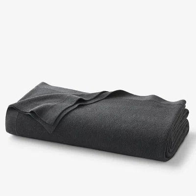 The Company Store Classic All Season Breathable Cotton Knit Blanket In Dark Gray