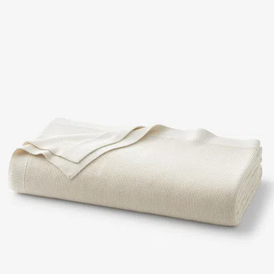 The Company Store Classic All Season Breathable Cotton Knit Blanket In Ivory