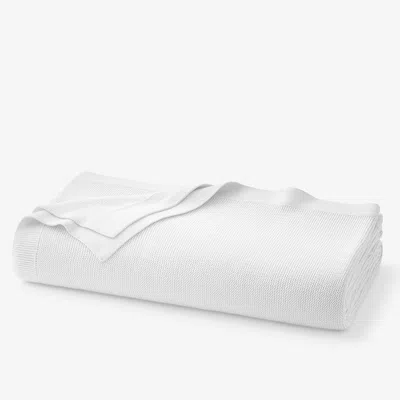 The Company Store Classic All Season Breathable Cotton Knit Blanket In White