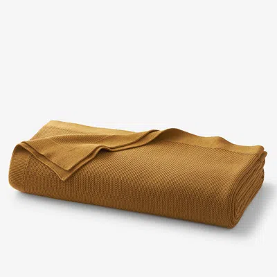 The Company Store Classic All Season Breathable Cotton Knit Blanket In Yellow