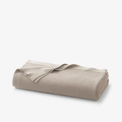 The Company Store Classic All Season Breathable Cotton Knit Throw Blanket In Brown