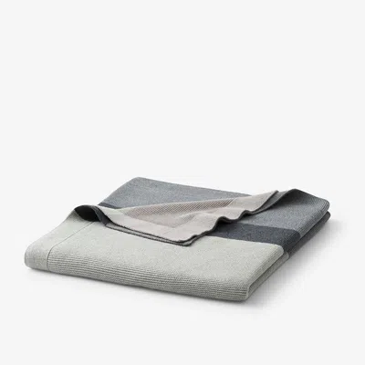 The Company Store Classic All Season Breathable Cotton Knit Throw Blanket In Gray Stripe