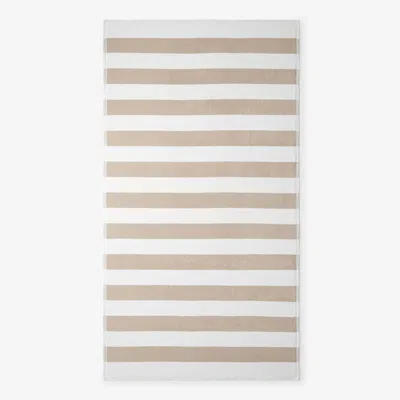 The Company Store Classic Cabana Stripe Beach Towel In Beige