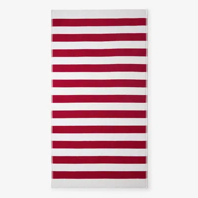 The Company Store Classic Cabana Stripe Beach Towel In Red