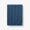 The Company Store Classic Chunky Cable Knit Throw Blanket In Denim Blue