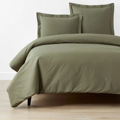 The Company Store Classic Cool Cotton Percale Bed Duvet Cover In Olive Green