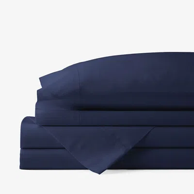 The Company Store Classic Cool Cotton Percale Bed Sheet Set In Blue