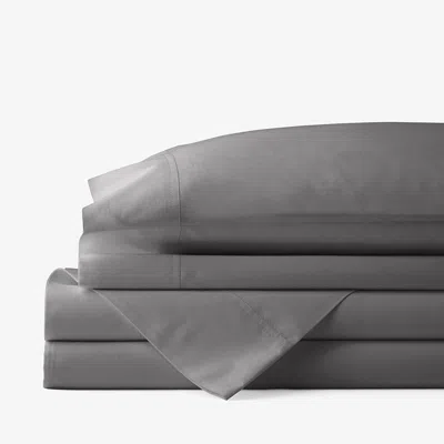 The Company Store Classic Cool Cotton Percale Bed Sheet Set In Gray